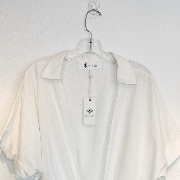 Just Bee Queen Chiara Linen Wrap Top in Vanilla Cream New With Tags Large - Picture 6 of 12